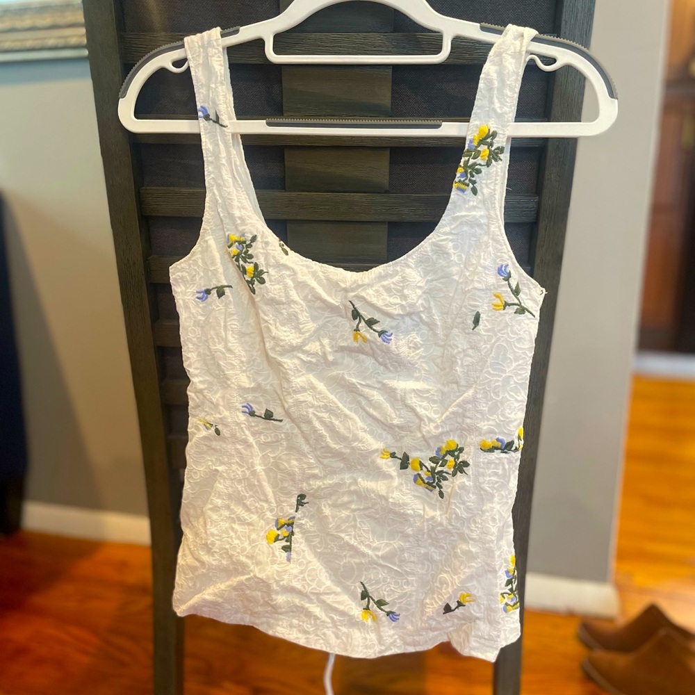 Embroidered Corset Blouse | US Size 2 | Vanessa Virginia  | White Blue Yellow